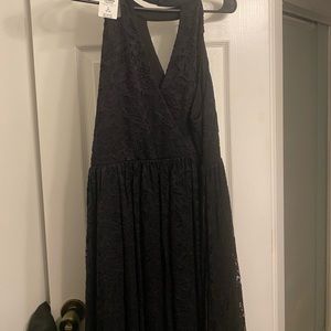 Black Lace Halter Skater Dress